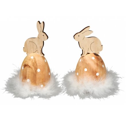 Wooden Egg and Feather Bunnies, 2a