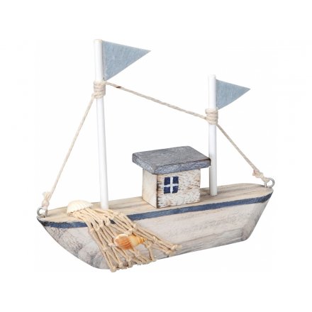 Coastal Charm Wooden Boat 
