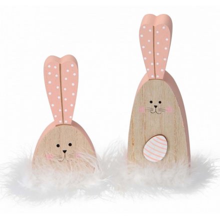Pretty Pink Wooden Bunnies 