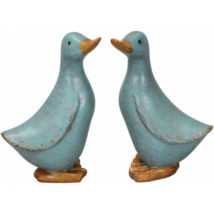 Shabby Chic Blue Ducks, 15.5cm