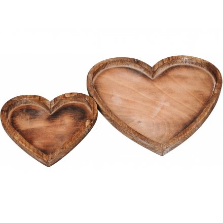 Wooden Heart Trays, Set 2