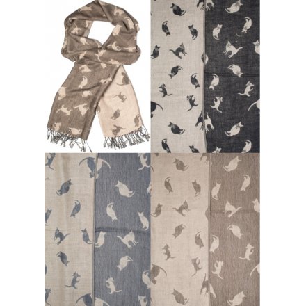 A mix of 3 neutral coloured cat pashminas with tassels. 