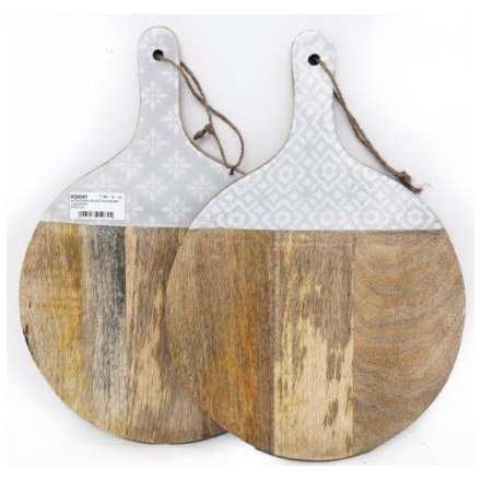Wooden Chopping Board With Enamel Handle, 40cm