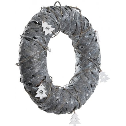 Birch Grey Wreath, 40cm