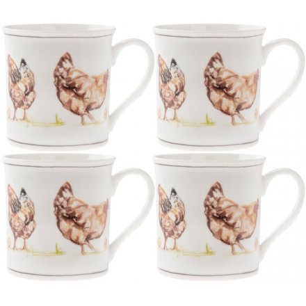 Chicken Mugs 4 Set