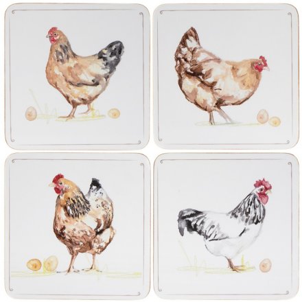 Country Chicken Coaster, Set of 4