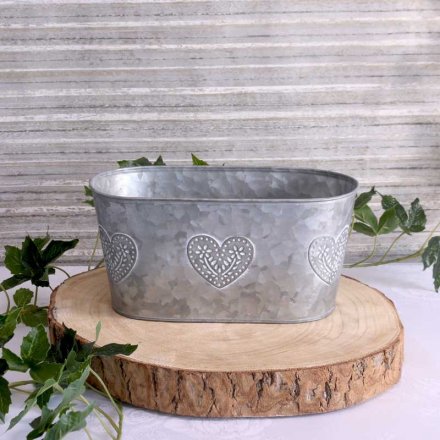 Oval Planter With Heart Decal 