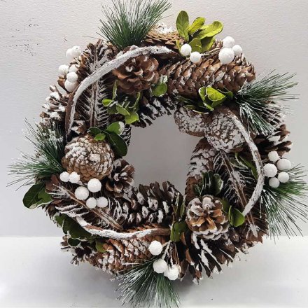 Natural Snowy Wreath, 30cm