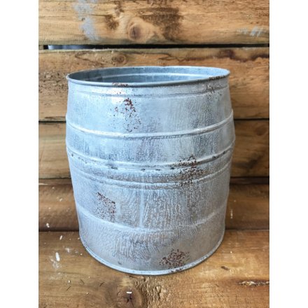 A rustic and unique barrel style planter. A unique gift for the home and garden.