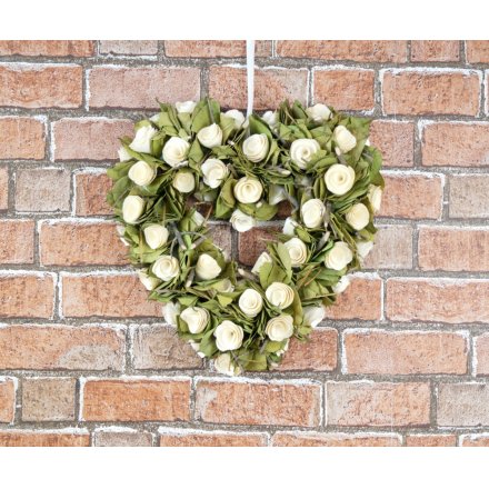 Wooden Heart Wreath, 35cm
