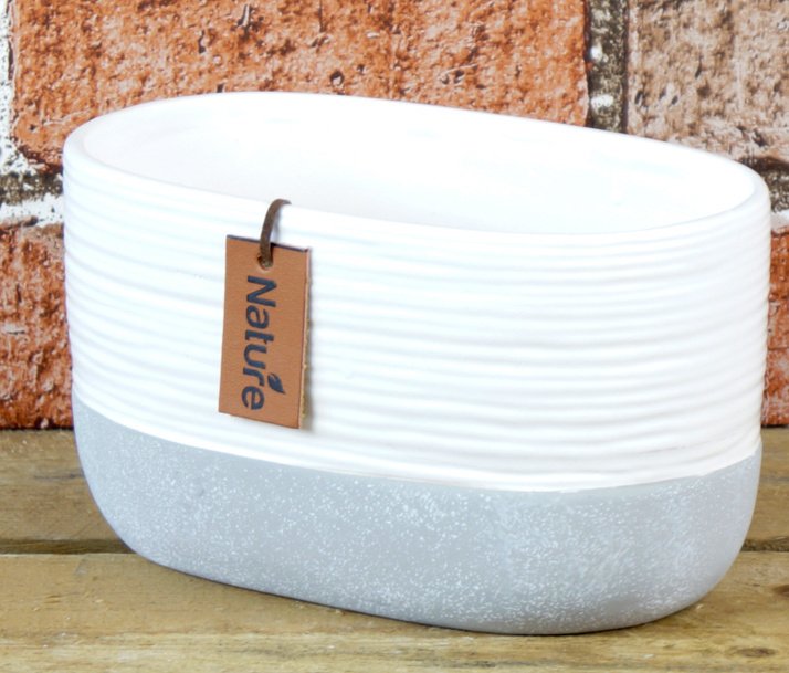 Block Grey Oval Trough 42656 Outdoor Living / Planters & Containers