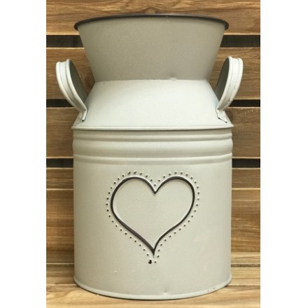 Grey Churn With Embossed Heart, 18cm 
