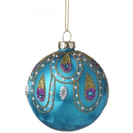 Peacock Glass Bauble