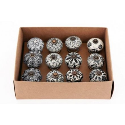 Small Rustic Black and White Doorknobs 