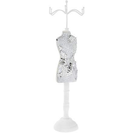 Sequin Mannequin, White Silver - Small