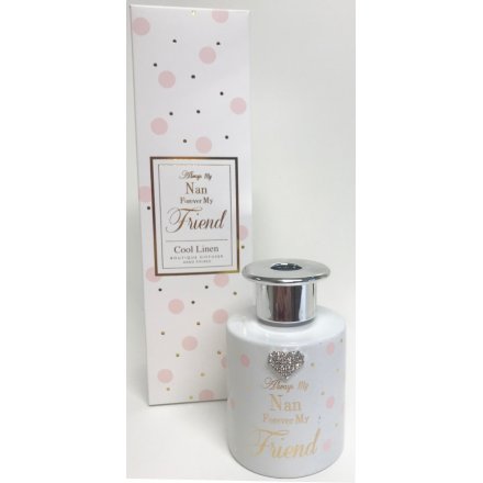 Always my Nan, Forever my friend. A chic sentiments reed diffuser from the popular Mad Dots range.