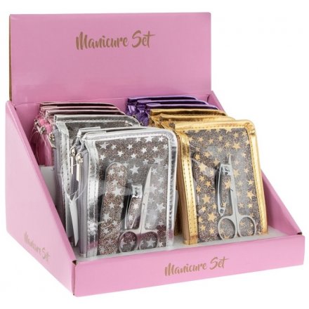 Get glamorous nails with this sparkle star manicure set. An on trend design and lovely gift item.