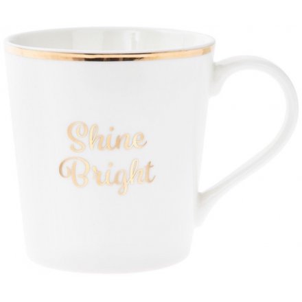 A chic and stylish white and gold mug with gift box. A lovely gift item with sentiment slogan.