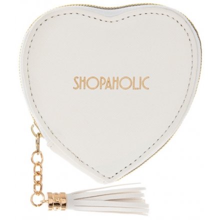 Heart Purse Shopaholic, White 10cm
