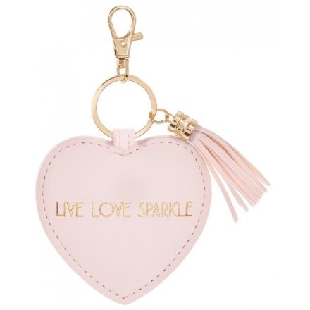 Live Love Sparkle Keyring, Pink 8cm