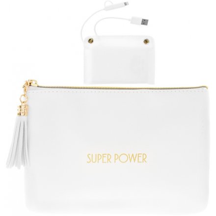 White Phone Power Bank and Purse 