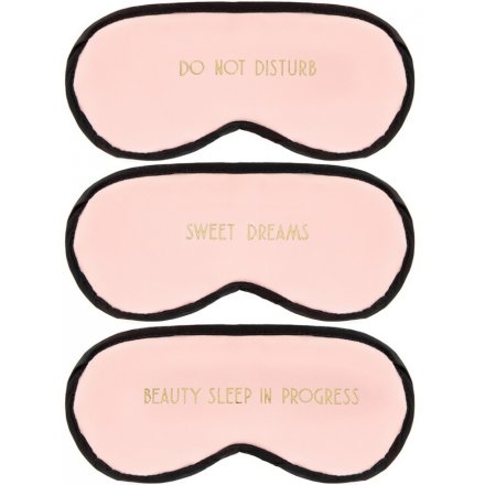 Pink Eye Masks With Gold Text 