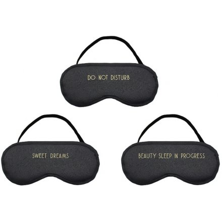 Black Eye Masks With Gold Text 