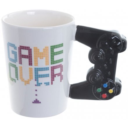  A quirky arcade game printed Bone China Mug complete with an added controller shaped handle 