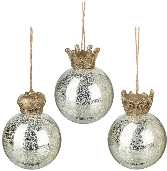 Vintage Crown Baubles Christmas Decorations / Baubles Noël & Co