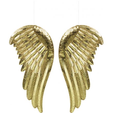 Golden Luxe Hanging Angel Wings 30cm