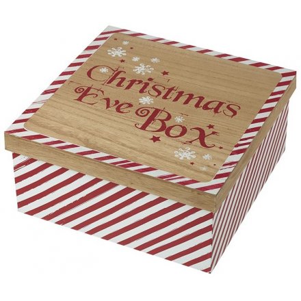 Candy Cane Wooden Christmas Eve Box, 30cm