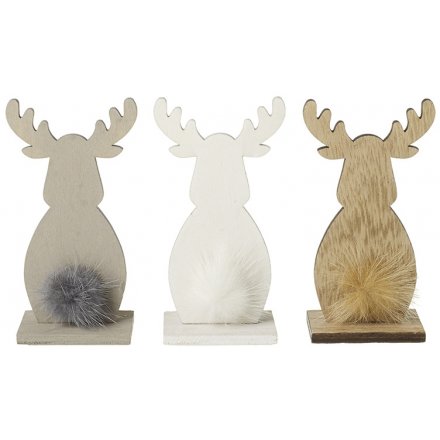 Wooden Deers With Fluffy Tails 