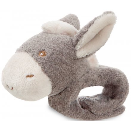 Keep little ones entertained with this adorable Dippity Donkey wrist rattle. A chic gift item and keepsake.