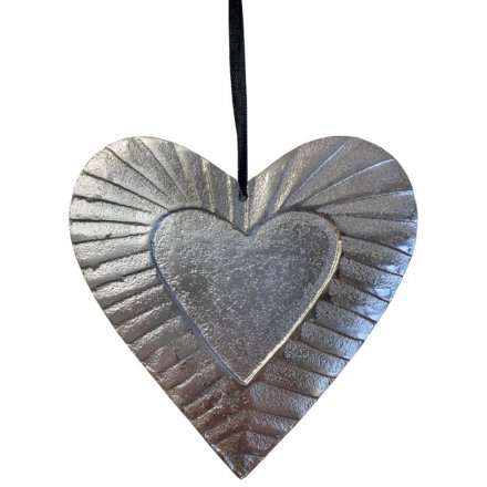 Aluminium Hanging Heart, 15cm