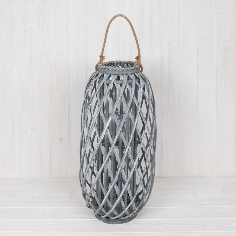 Grey Willow Lantern with Glass Insert / Small main image 1