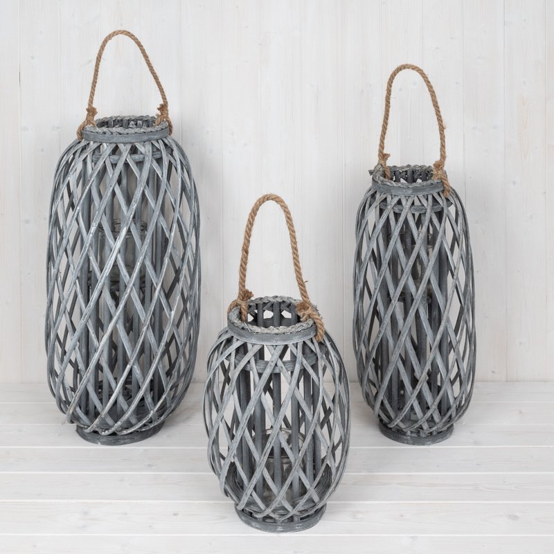 Grey Willow Lantern with Glass Insert / Small main image 0