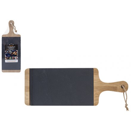 Natural Wooden Chopping Board With Slate Centre