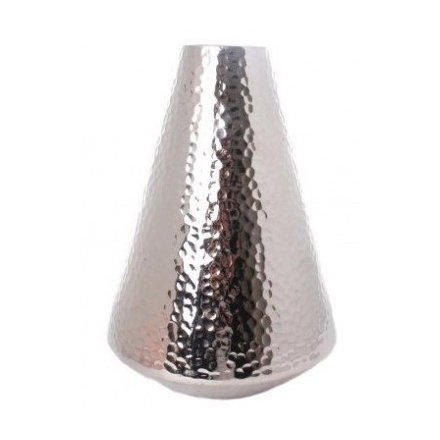 Silver Hammered Vase, 30cm 