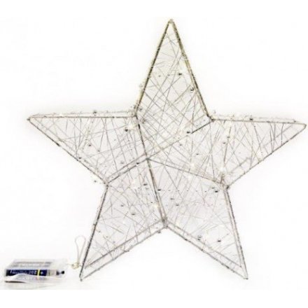 38cm LED Standing Silver Star