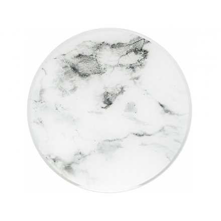 A stylish glass candle plate with mirror and marble finish. A chic protective plate to display your candles on.