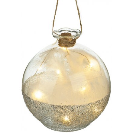 Feather LED Bauble 11cm
