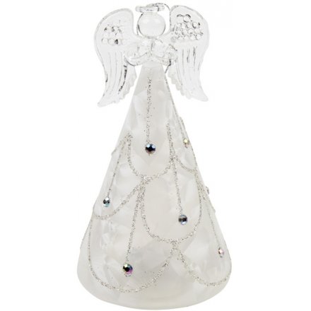 Glass Angel With Light 14cm