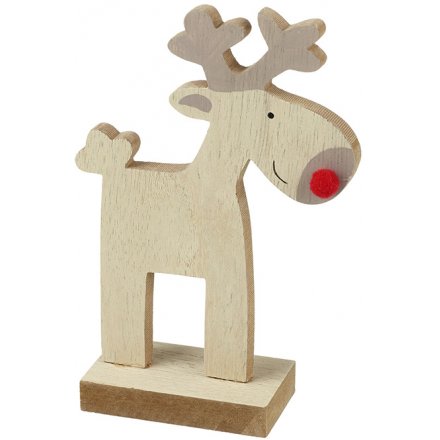 Wooden Reindeer Decoration 15.5cm