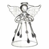 A chic glass angel with a wide skirt decorated with glitter droplets. 