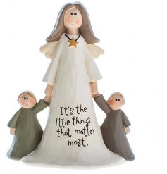 A charming angel ornament with a lovely sentiment slogan. A unique gift item for family and friends.