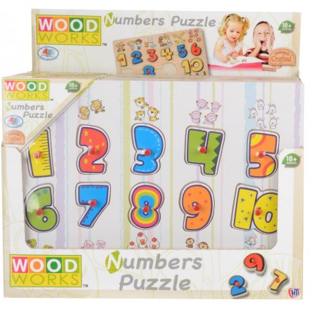 Learn through play with this traditional wooden puzzle with peg numbers.