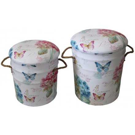 Set of 2 Butterfly Storage Stools 