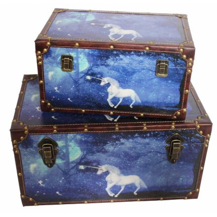 Set of 2 Mystical Unicorn Storage Trunks
