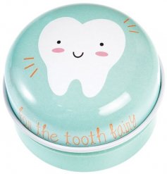 Safely store your fallen tooth in this charming metal tin ready for the tooth fairy to collect and return with pennies. 