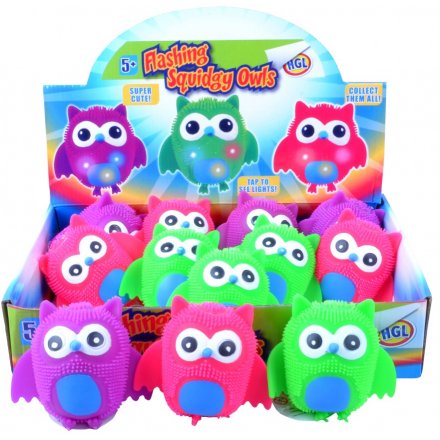 A mix of bold and bright flashing owl toys. A novel pocket money priced item that kids will love.